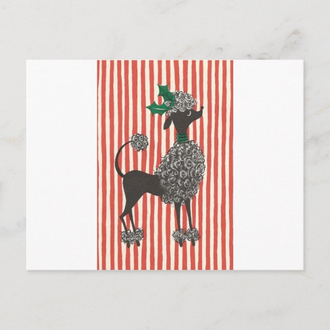 Christmas Poodle Holiday Postcard (Front)