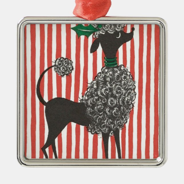 Christmas Poodle Metal Tree Decoration (Front)