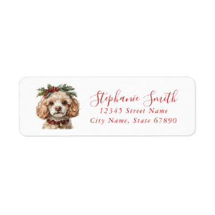 Christmas Poodle Return Address Labels