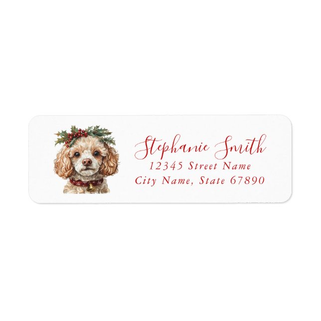 Christmas Poodle Return Address Labels (Front)