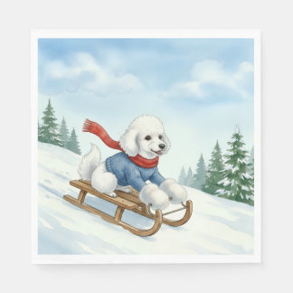 Christmas Poodle Sledding, Napkins