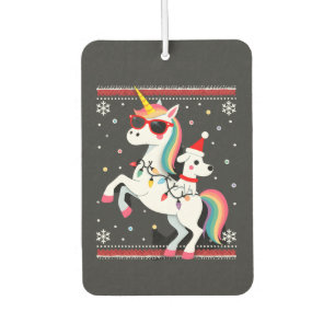 Christmas Poodle Unicorn Sunglasses Poodles T-Shir Car Air Freshener