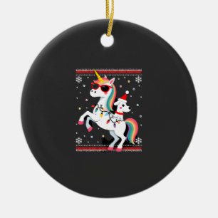 Christmas Poodle Unicorn Sunglasses Poodles T-Shir Ceramic Tree Decoration