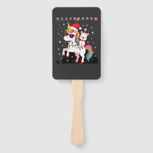 Christmas Poodle Unicorn Sunglasses Poodles T-Shir Hand Fan