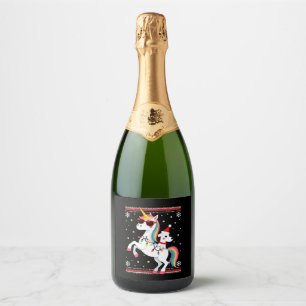Christmas Poodle Unicorn Sunglasses Poodles T-Shir Sparkling Wine Label