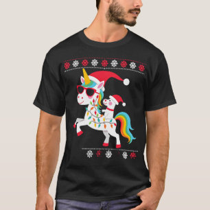Christmas Poodle Unicorn Sunglasses Poodles T-Shir T-Shirt