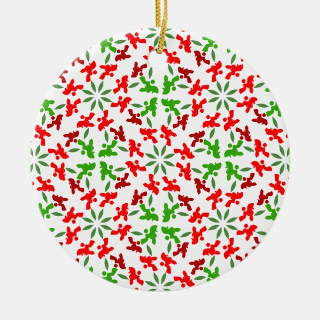 Christmas Poodles Ceramic Tree Decoration (Front)
