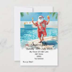 Christmas Pool Party – Santa Claus Save the Date  Invitation