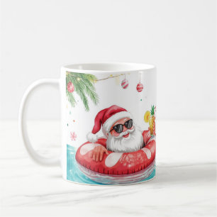 Christmas Pool Party with Santa Claus Coffee Mug