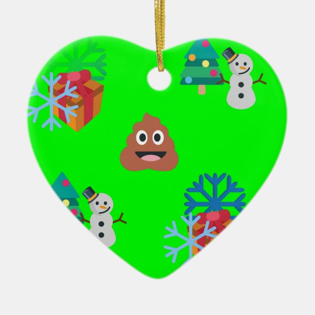 christmas poop emoji ceramic tree decoration (Front)