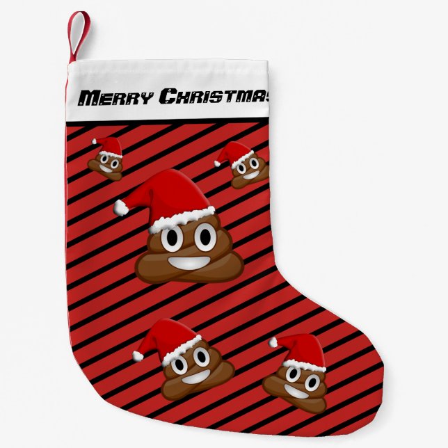 Christmas poop emoji small christmas stocking (Front)