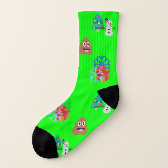 christmas poop emoji socks (Left Outside)