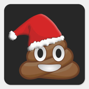 Christmas poop emoji square sticker