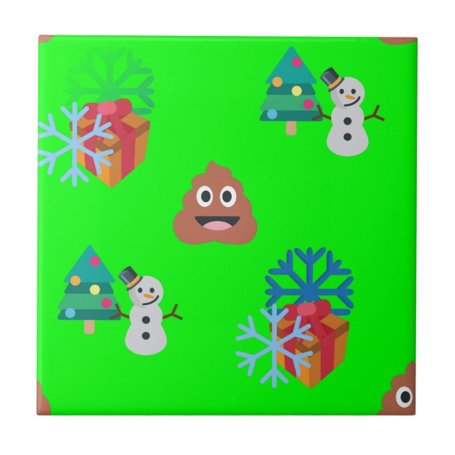 christmas poop emoji tile (Front)