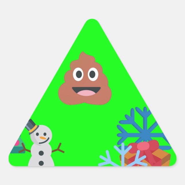 christmas poop emoji triangle sticker (Front)