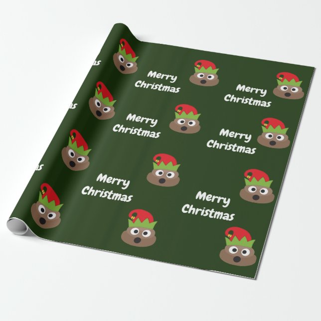 Christmas Poop Emoji Wrapping Paper (Unrolled)