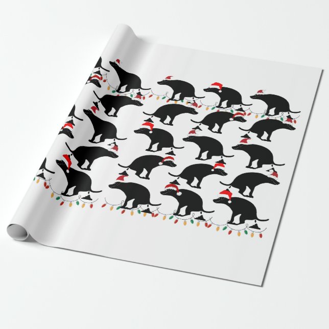 Christmas Pooping Dog Wrapping Paper (Unrolled)