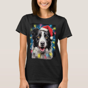 Christmas Pop Art Dog Border Collie T-Shirt