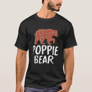 Christmas Poppie Bear Red Buffalo Plaid Xmas Falim T-Shirt