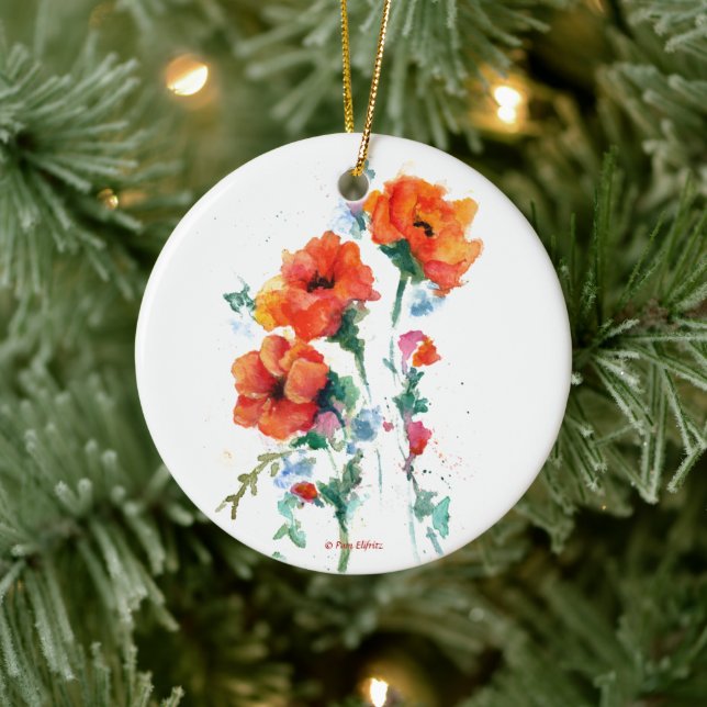 Christmas Poppies Three for Our Hearts Ceramic Tree Decoration (Tree)