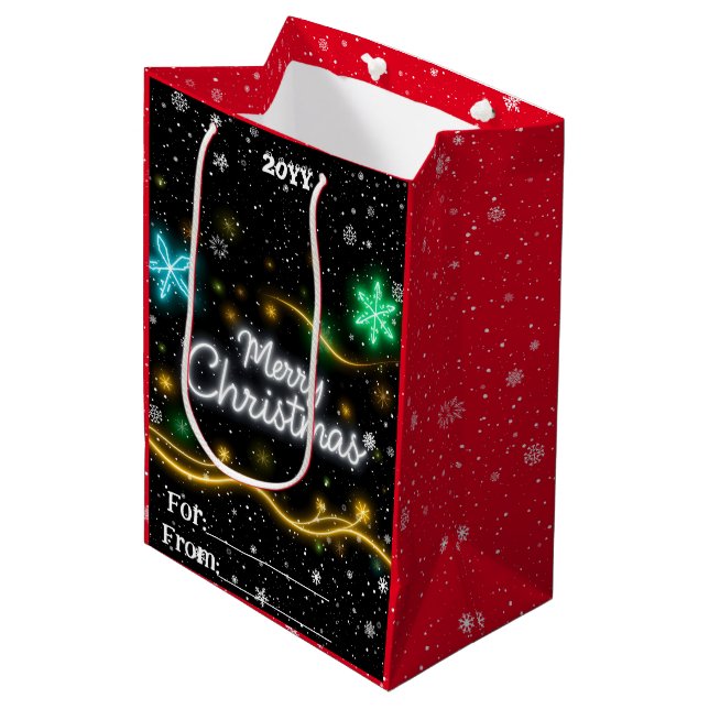 Christmas Popular Neon Holiday Collection Medium Gift Bag (Front Angled)