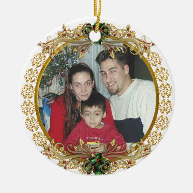 Christmas portrait Ornament gold frame (Front)