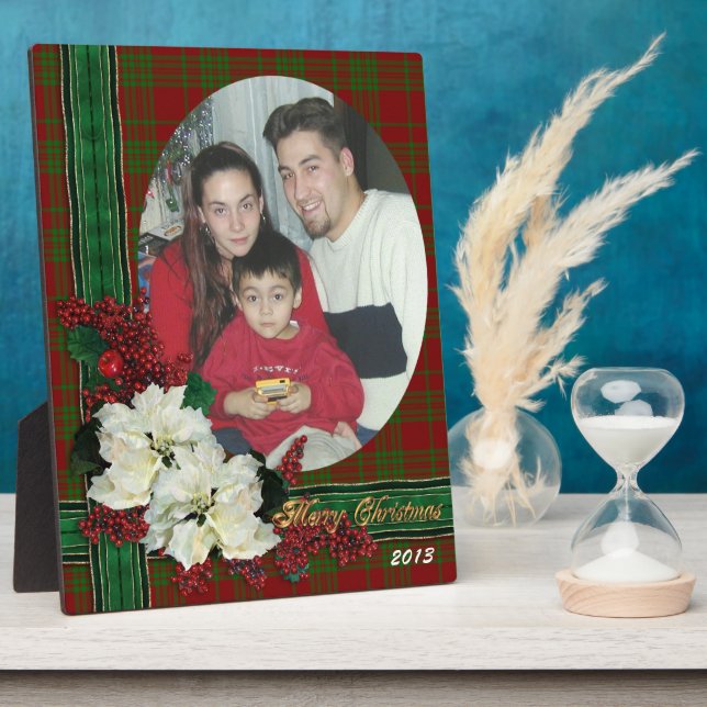 Christmas portrait photo plaque plaid (Side)