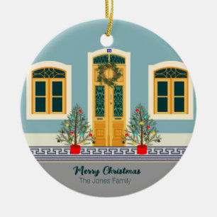 Christmas Portuguese Festive House Ceramic Tree Decoration