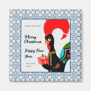 Christmas Portuguese Rooster and blue tiles frame Magnet