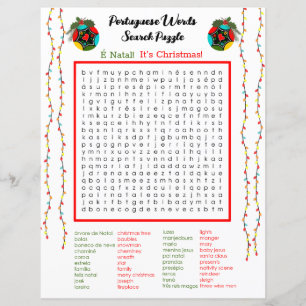 Christmas Portuguese Word Search Puzzle for Kids