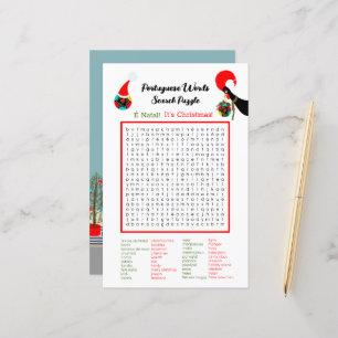 Christmas Portuguese  Word Search Puzzle for Kids