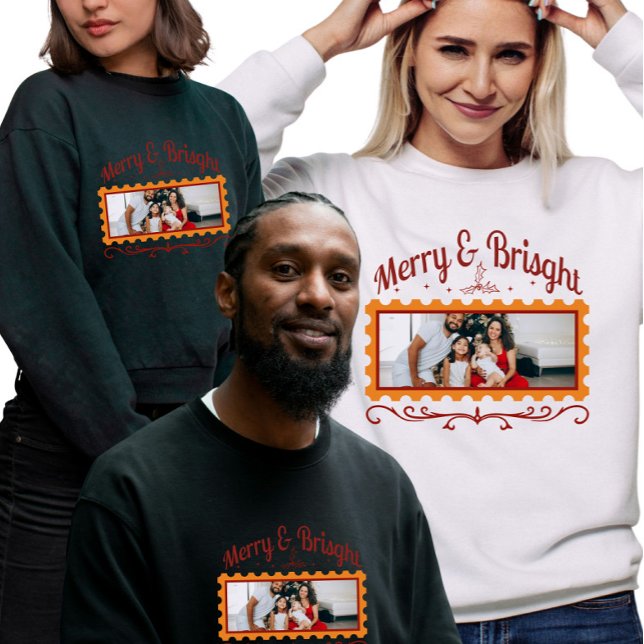 Christmas Postage Stamp Custom Family Photo  Sweatshirt (Creator Uploaded)