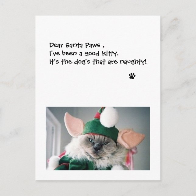 Christmas Postcard - Dear Santa Paws (Front)