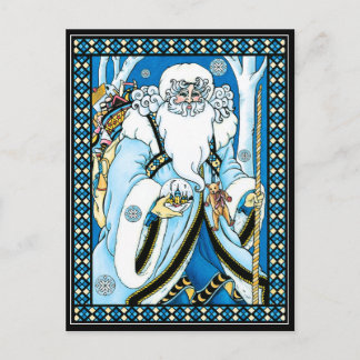 Christmas Postcard: Father Christmas with Gifts Holiday Postcard