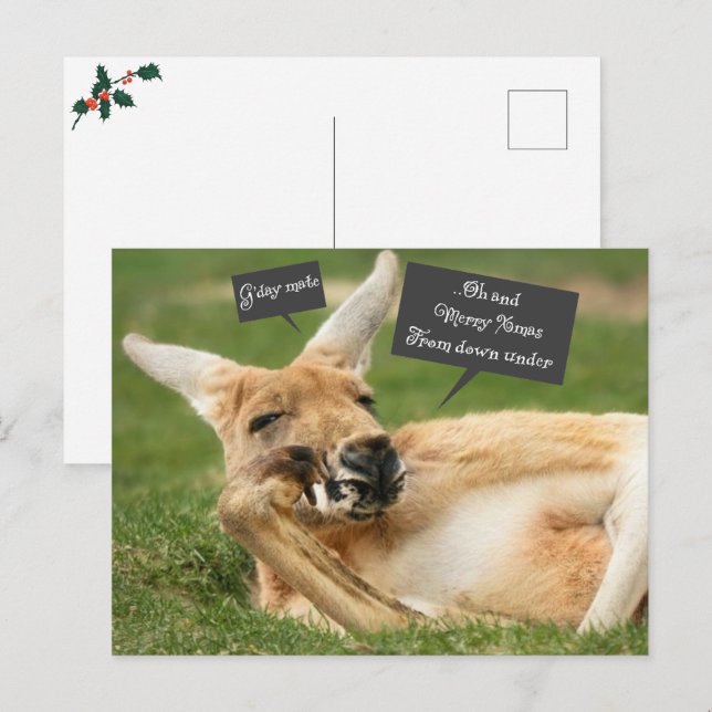 Christmas postcard from Australia; kangaroo (Front/Back)