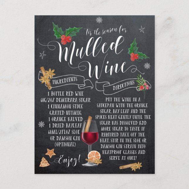 christmas postcard mulled wine chalkboard (Front)