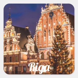 Christmas postcard of Riga Square Sticker