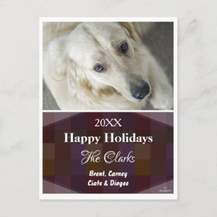 Christmas Postcard Plum Checkers - HAMbWG