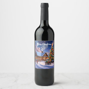Christmas postcard wine label