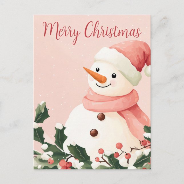Christmas Postcard with cute Snowman (Front)