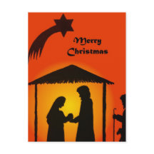 Christmas Postcard with Nativity Silhouette