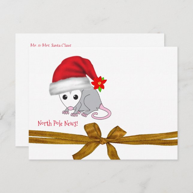 Christmas Postcards North Pole Opossum  (Front/Back)