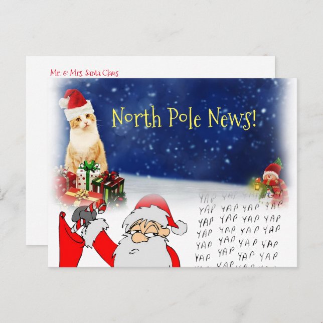 Christmas Postcards North Pole Santa Kitten Cats (Front/Back)