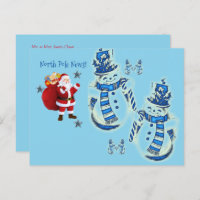 Christmas Postcards North Pole Snowman 