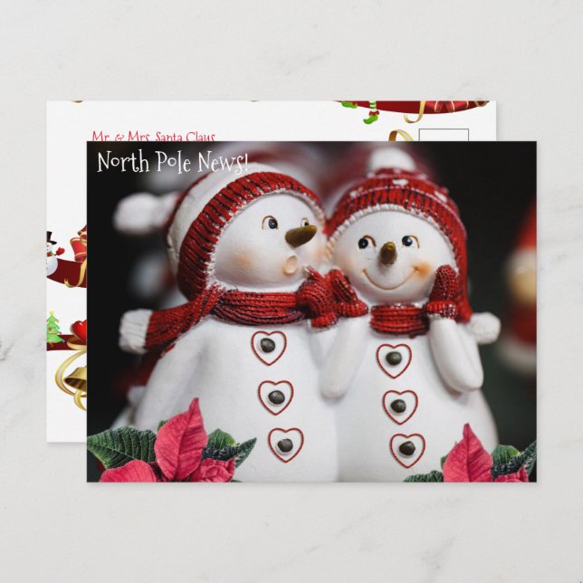 Christmas Postcards North Pole Snowman  (Front/Back)