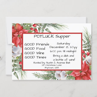 Christmas POT LUCK Supper Invitation