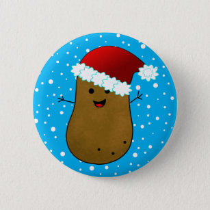 Christmas Potato In A Santa Hat 6 Cm Round Badge