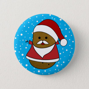 Christmas Potato In A Santa Hat And Suit 6 Cm Round Badge