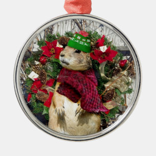 Christmas Prairie Dog Metal Tree Decoration
