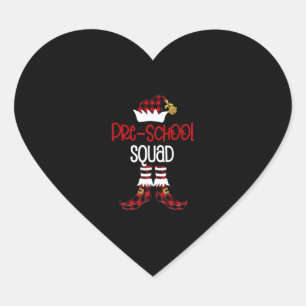 Christmas Pre School Squad Elf Teacher Student Cut Heart Sticker